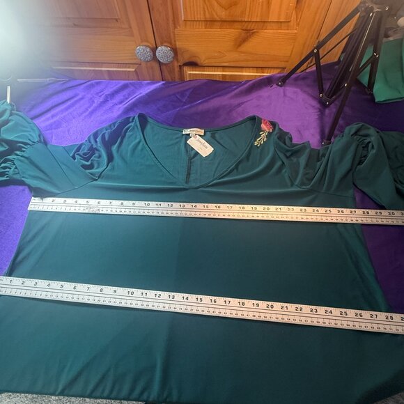 NEW 📌MN Neiman Marcus Teal Timeless Long Sleeves Plus Size Swing Dress - Picture 12 of 16